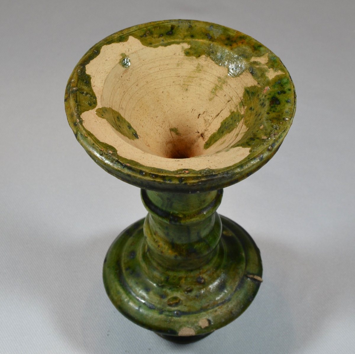Green Glazed Terracotta Candlestick. China, Tang Dynasty, 8th Century. -photo-4