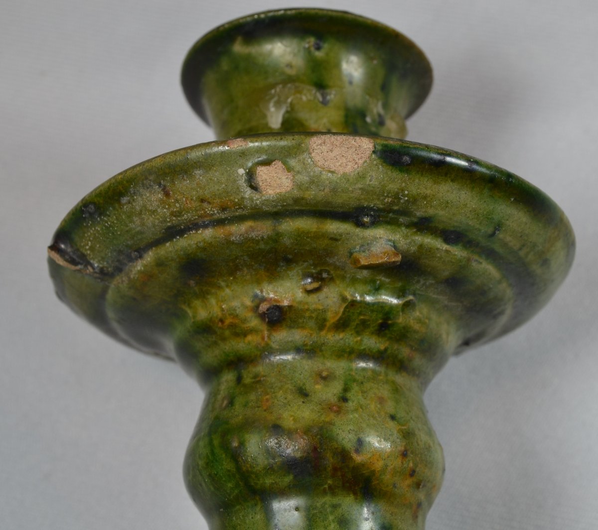Green Glazed Terracotta Candlestick. China, Tang Dynasty, 8th Century. -photo-5