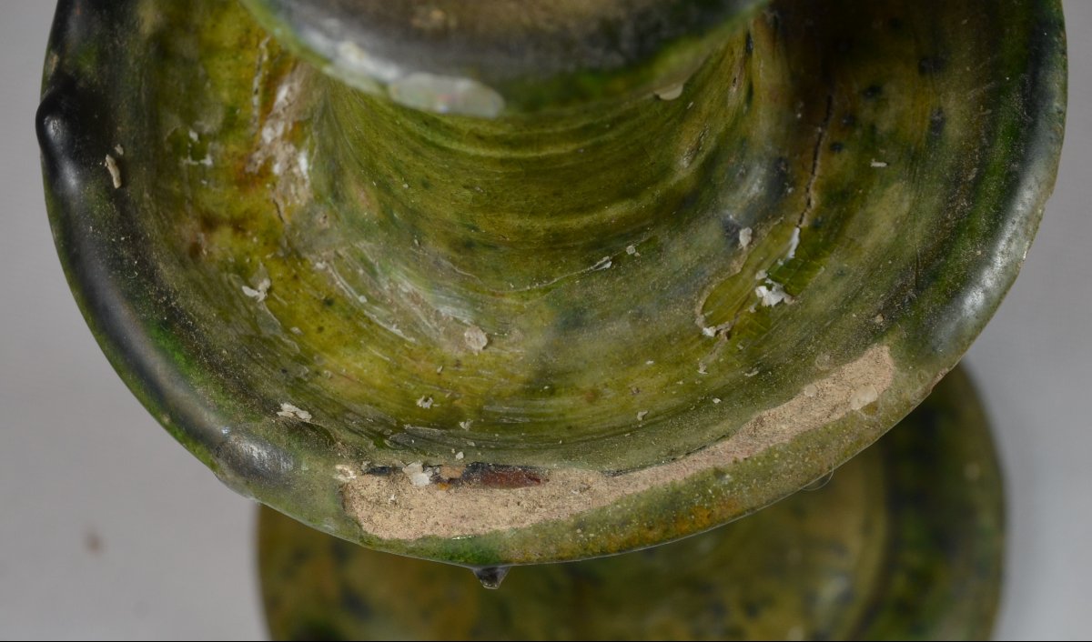 Green Glazed Terracotta Candlestick. China, Tang Dynasty, 8th Century. -photo-8