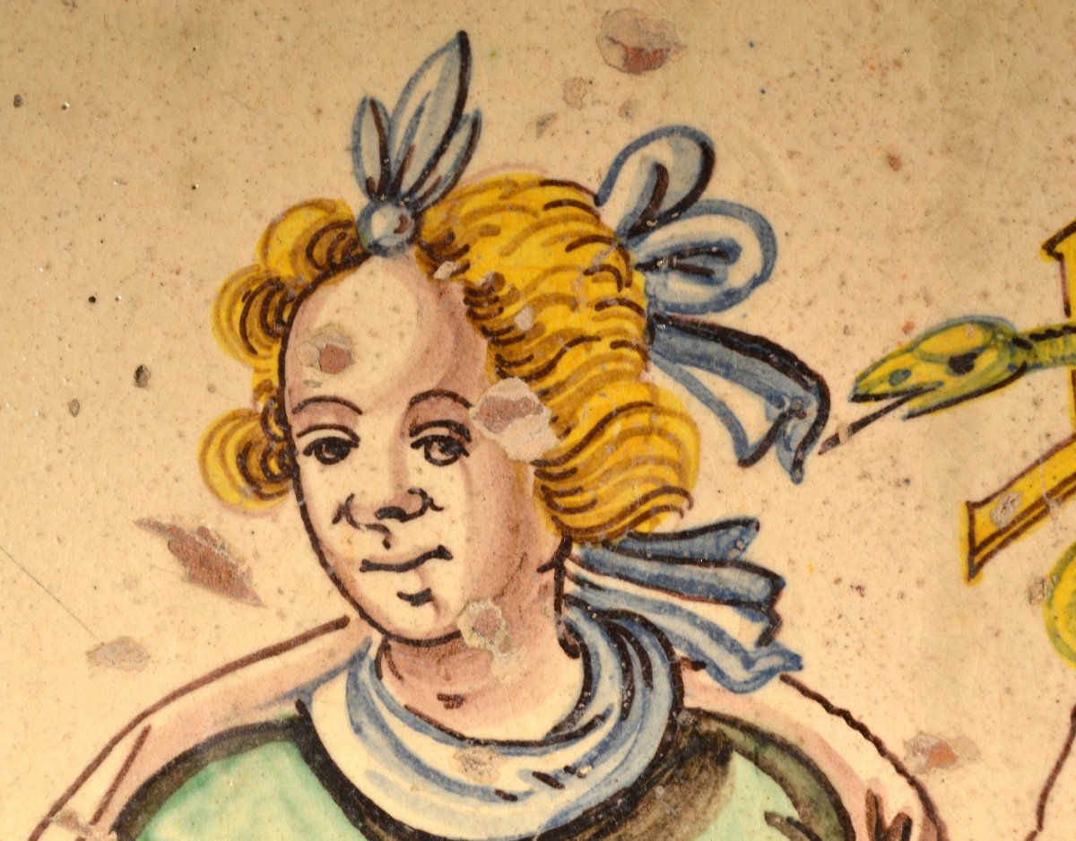 Carreau en faïence émaillée. Germanique fin 17° siècle. -photo-7