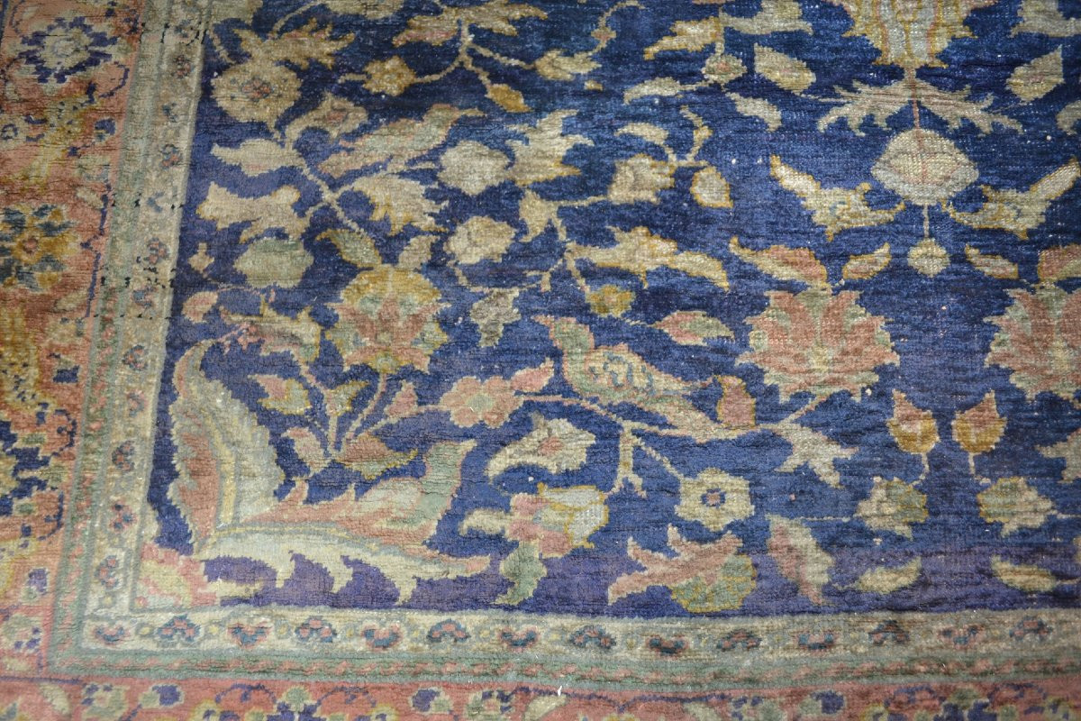 Antique Middle Eastern Rug. Decorated With Flowers And Birds. -photo-3