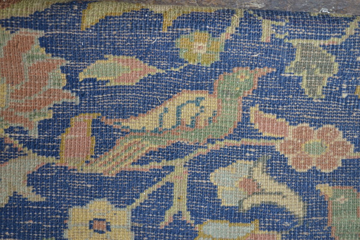 Antique Middle Eastern Rug. Decorated With Flowers And Birds. -photo-4