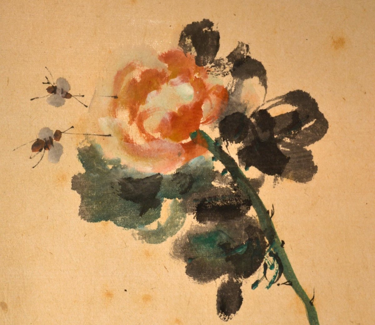 Watercolor, Ink On Paper. Sleeping Cat. Japan Or China, 20th Century. -photo-4