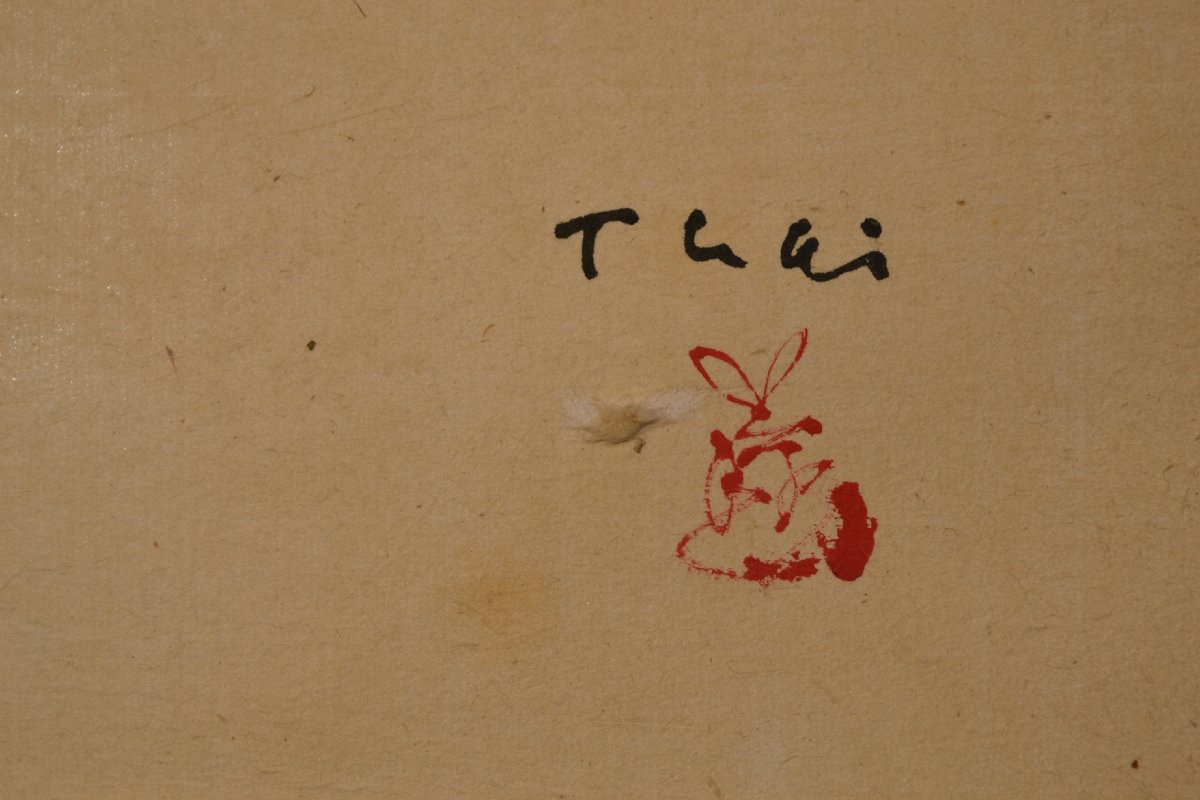 Watercolor, Ink On Paper. Sleeping Cat. Japan Or China, 20th Century. -photo-7