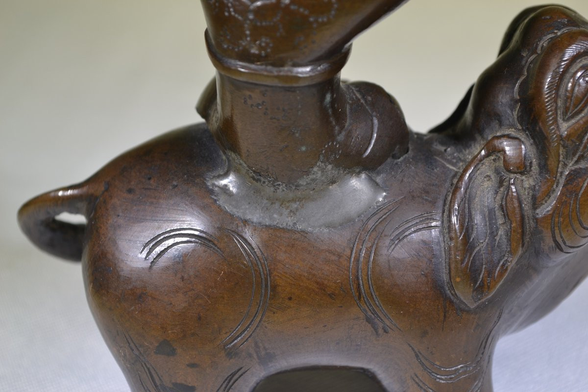 Brûle-parfums ,Garçon sur éléphant. Chine Dynastie Qing, 18°siècle. -photo-6