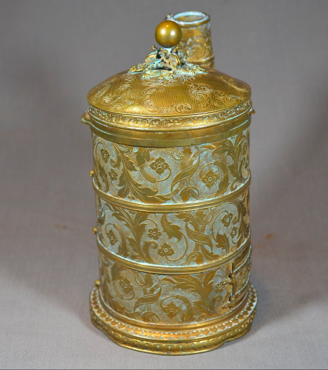 Fourneau en laiton ou bronze laminé.  19° siècle. -photo-2