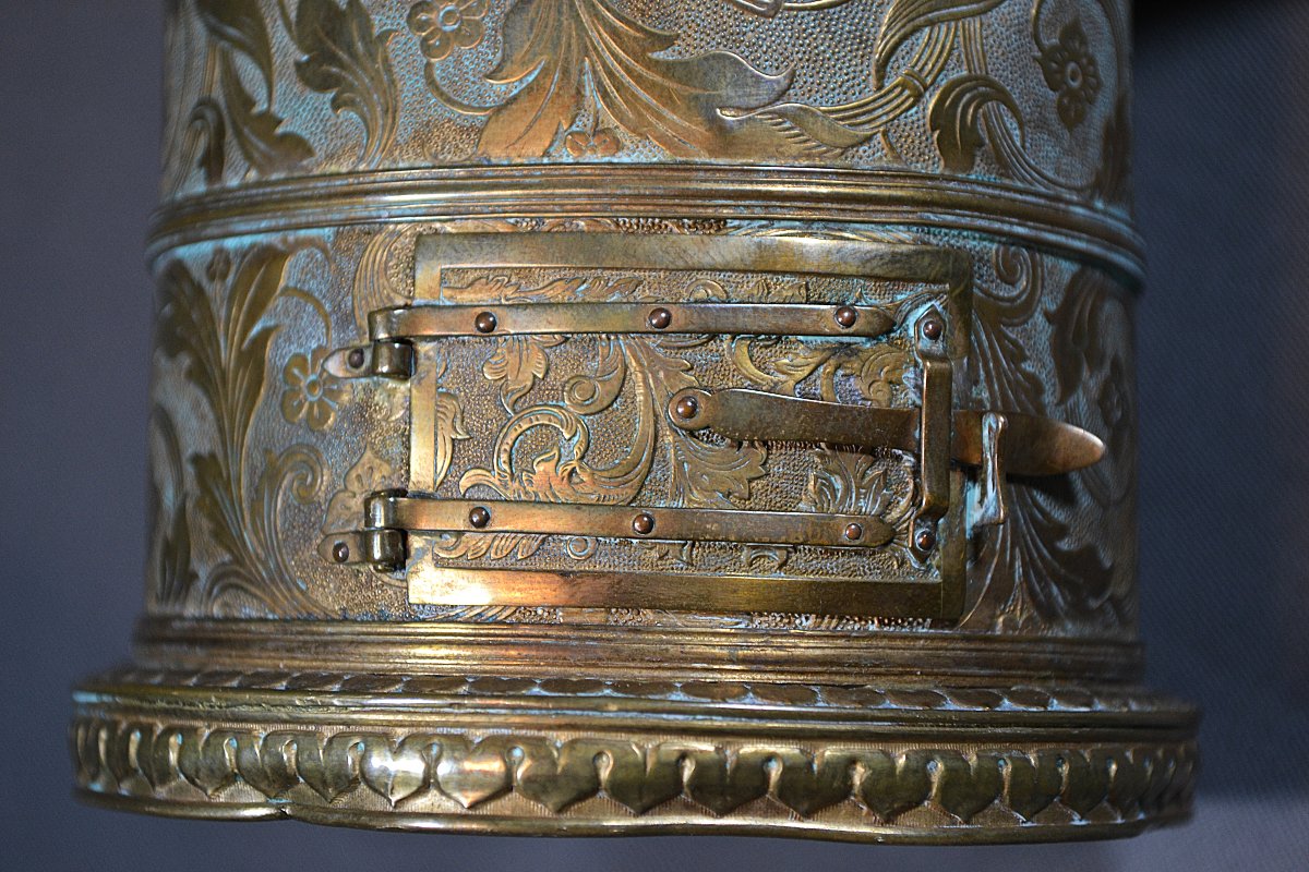 Fourneau en laiton ou bronze laminé.  19° siècle. -photo-3