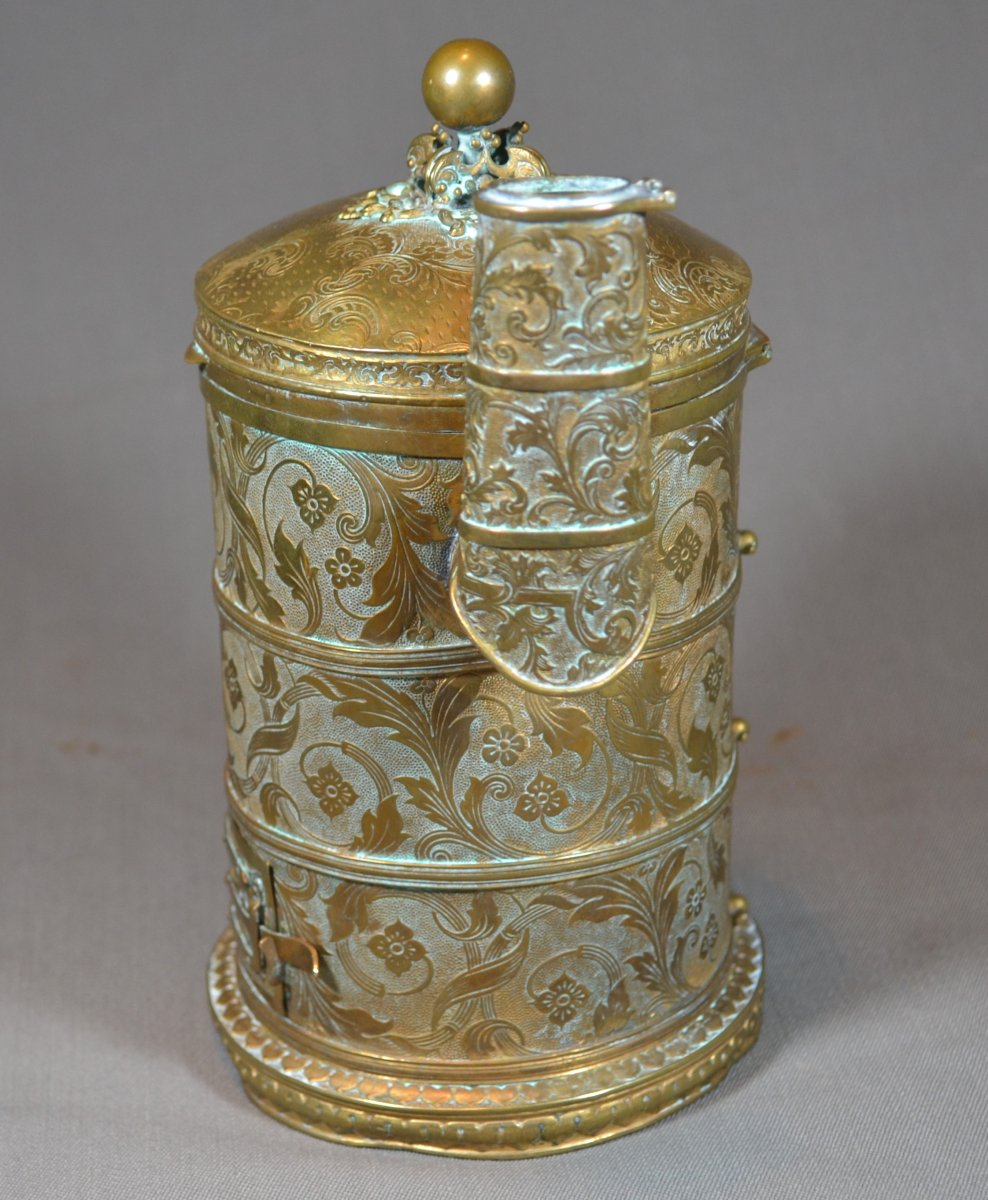 Fourneau en laiton ou bronze laminé.  19° siècle. -photo-4