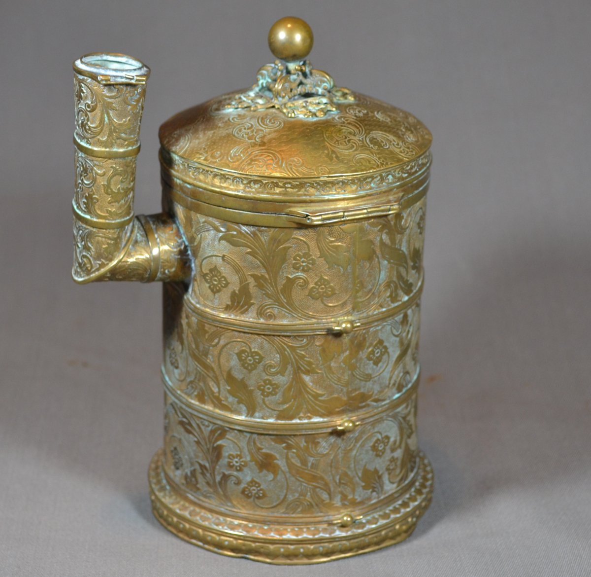 Fourneau en laiton ou bronze laminé.  19° siècle. -photo-8