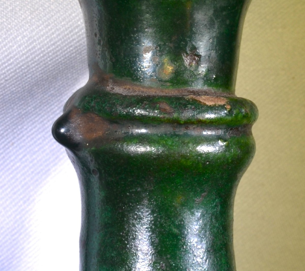 Green Glazed Earthenware Oil Lamp. Morocco, 19th Century.-photo-4