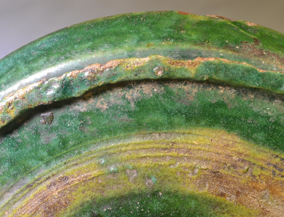 Green Glazed Earthenware Oil Lamp. Morocco, 19th Century.-photo-5