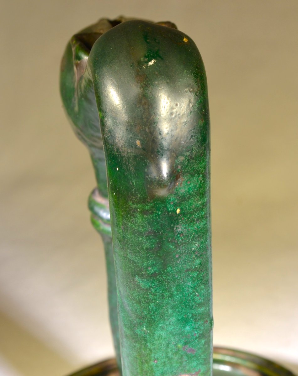 Green Glazed Earthenware Oil Lamp. Morocco, 19th Century.-photo-7