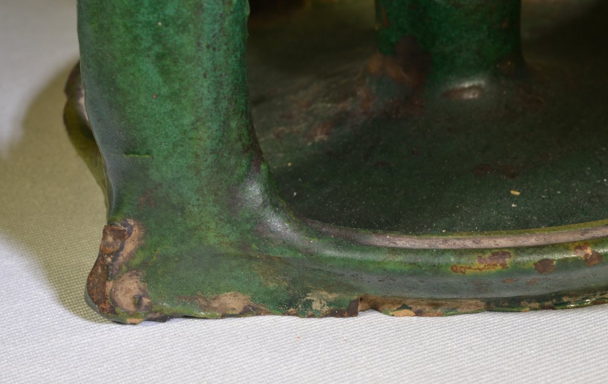 Green Glazed Earthenware Oil Lamp. Morocco, 19th Century.-photo-8