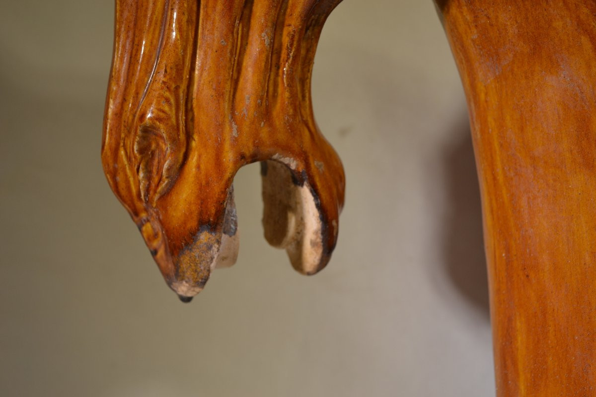 Tête de cheval en terre cuite émaillée. Copie de Style Tang .  Années 60.-photo-2