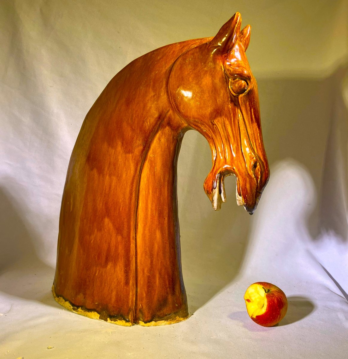 Glazed Terracotta Horse Head. Tang Style Copy. 1960s.