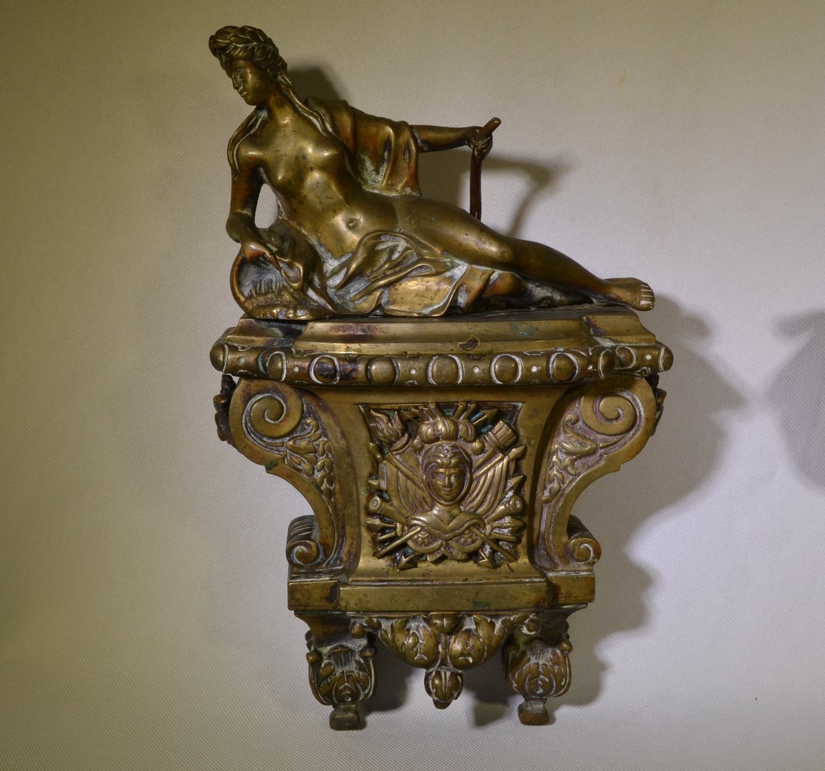 Pair Of Bronze Andirons. Rivers And Streams. Louis XIV Period. -photo-3