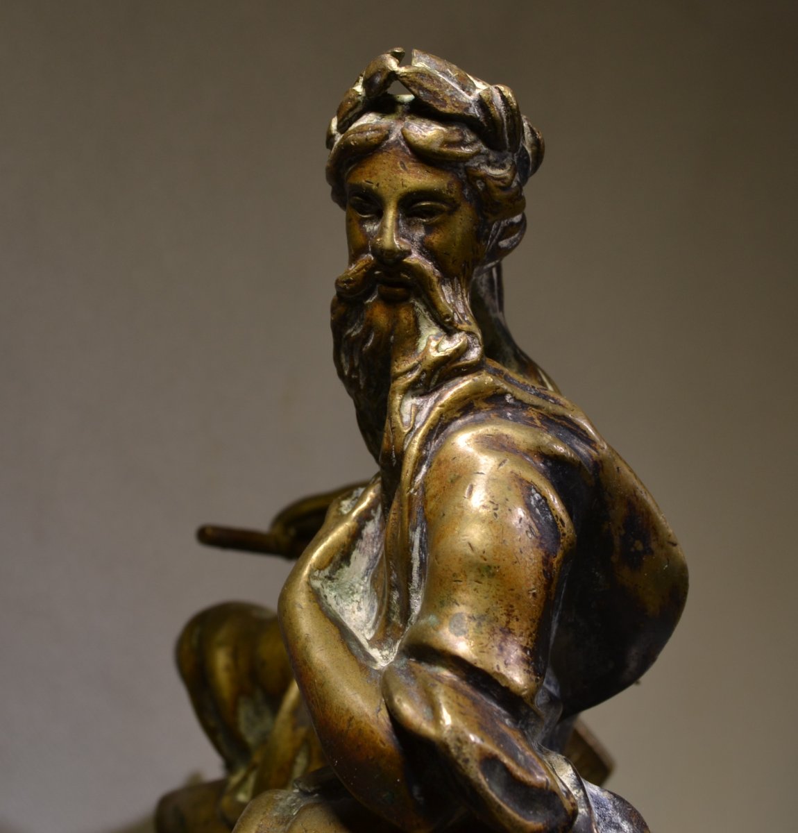 Pair Of Bronze Andirons. Rivers And Streams. Louis XIV Period. -photo-1