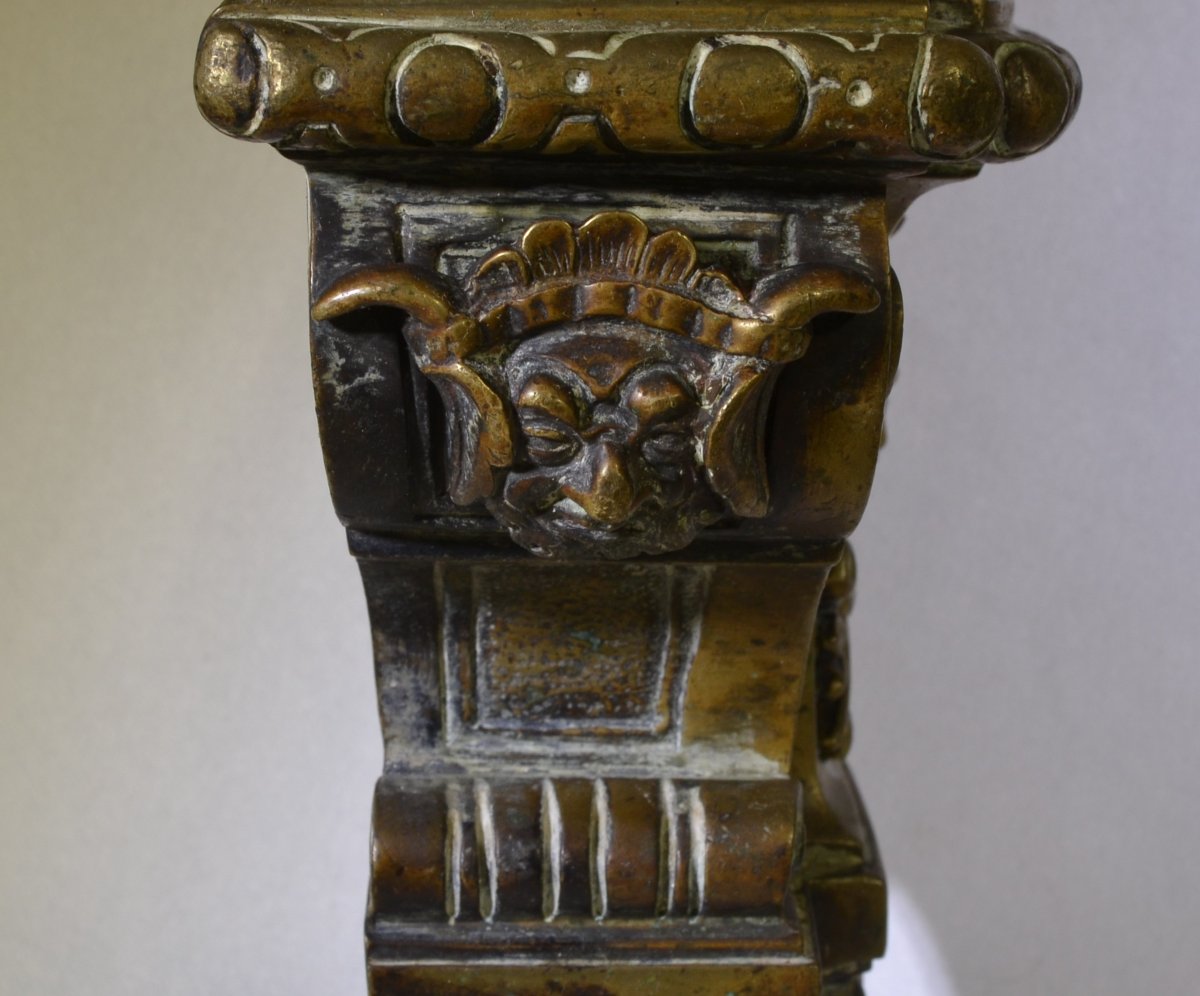 Pair Of Bronze Andirons. Rivers And Streams. Louis XIV Period. -photo-6