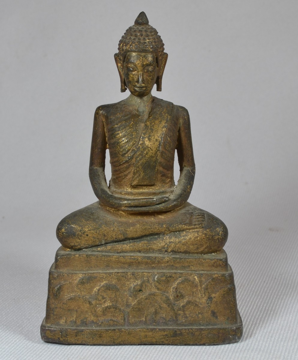 Gilt Bronze Ascetic Buddha. Southeast Asia. 19th Century Or Earlier. 