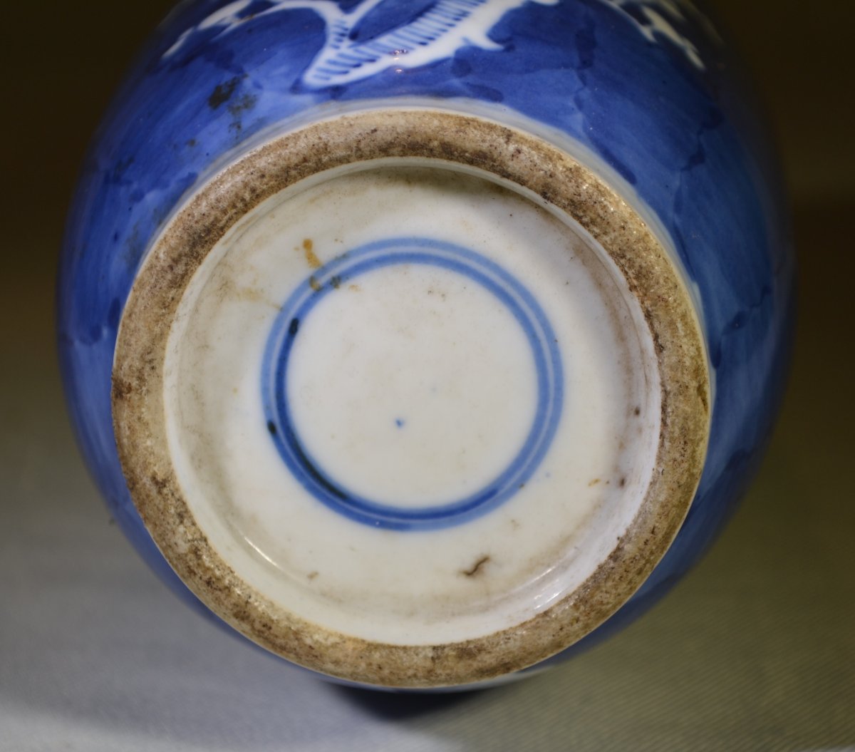 Vase en porcelaine de chine, décor de prunus en bleu de cobalt .Dynastie Qing. -photo-3