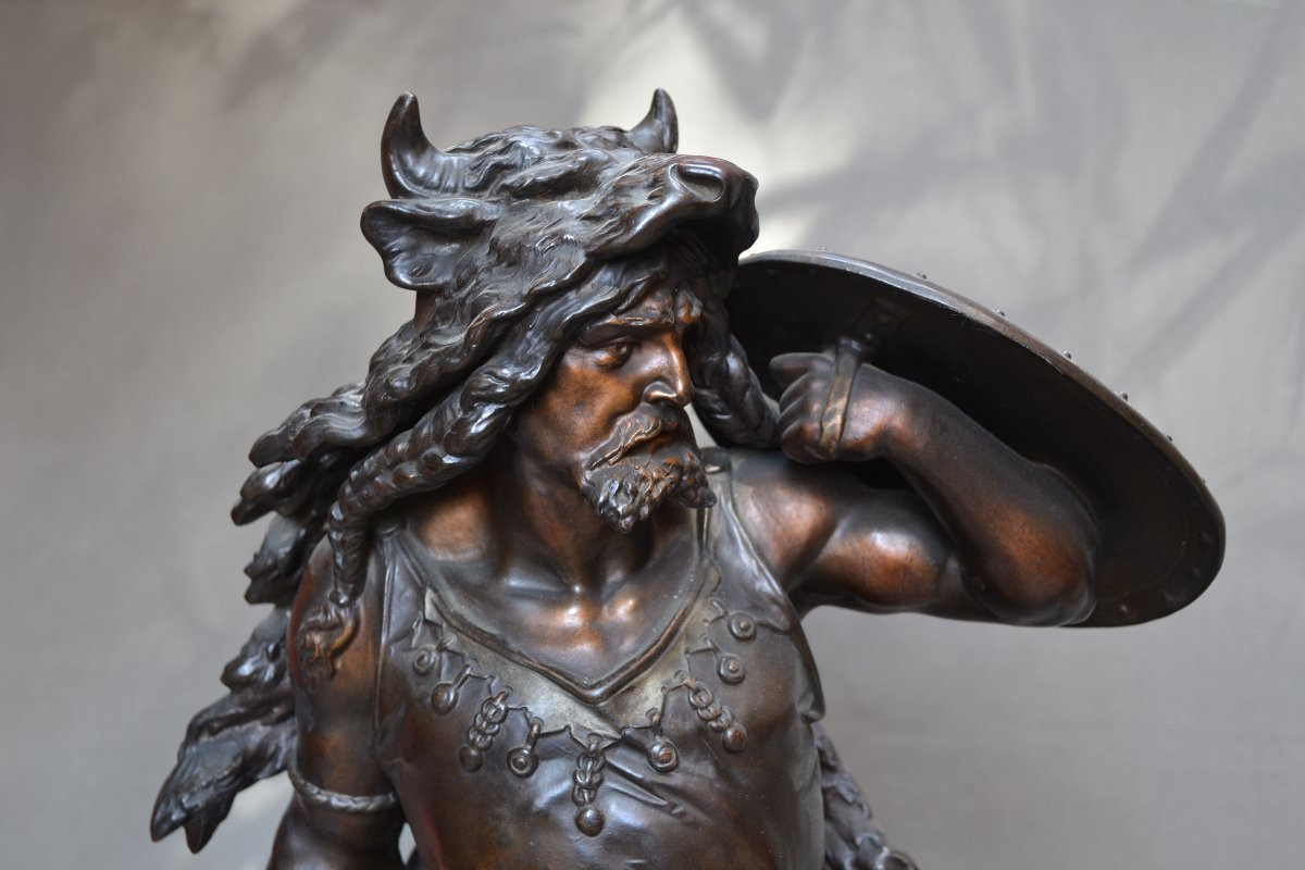 Ceramic Barbarian Warriors Imitating Bronze. By Létu & Mauger. 19th Century. -photo-3