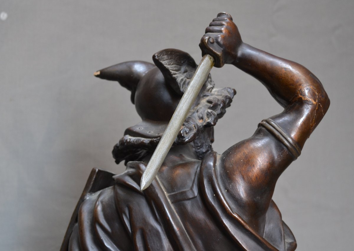 Ceramic Barbarian Warriors Imitating Bronze. By Létu & Mauger. 19th Century. -photo-2