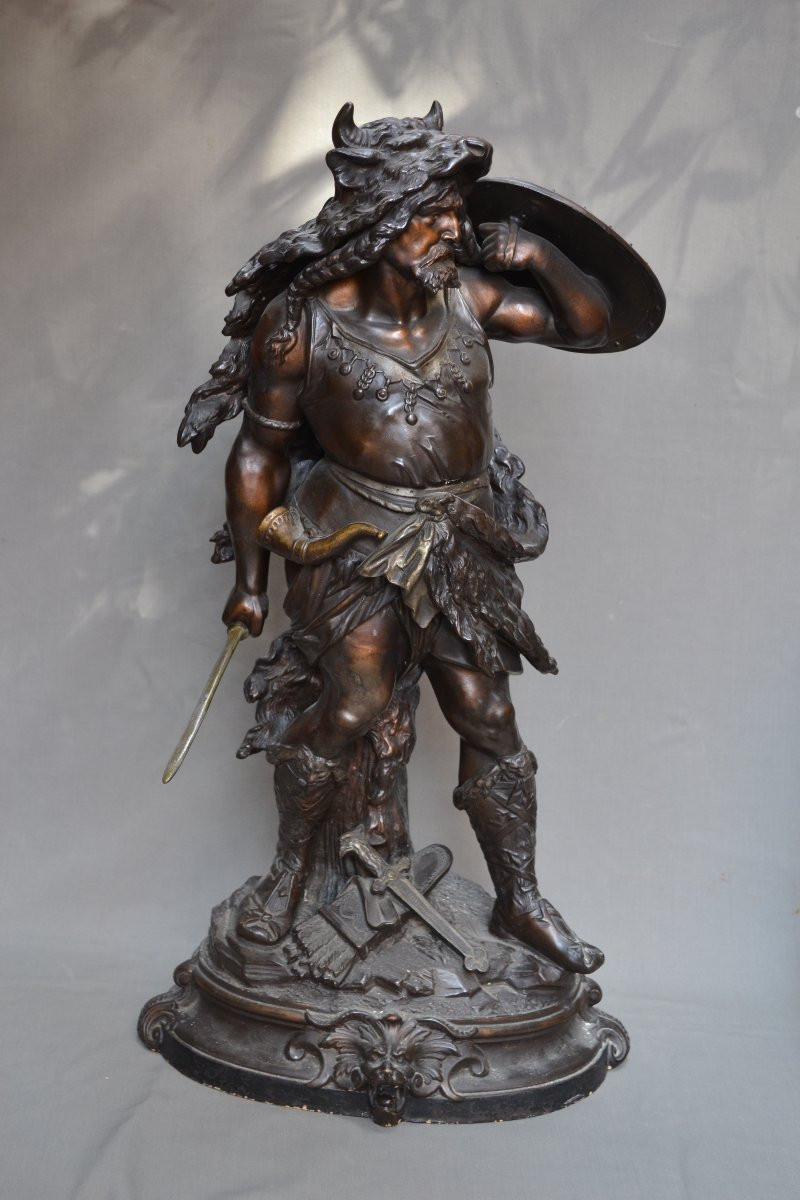 Ceramic Barbarian Warriors Imitating Bronze. By Létu & Mauger. 19th Century. -photo-6