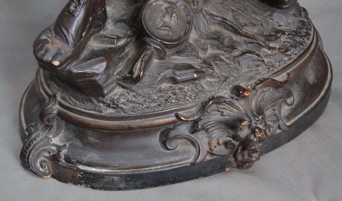 Ceramic Barbarian Warriors Imitating Bronze. By Létu & Mauger. 19th Century. -photo-8