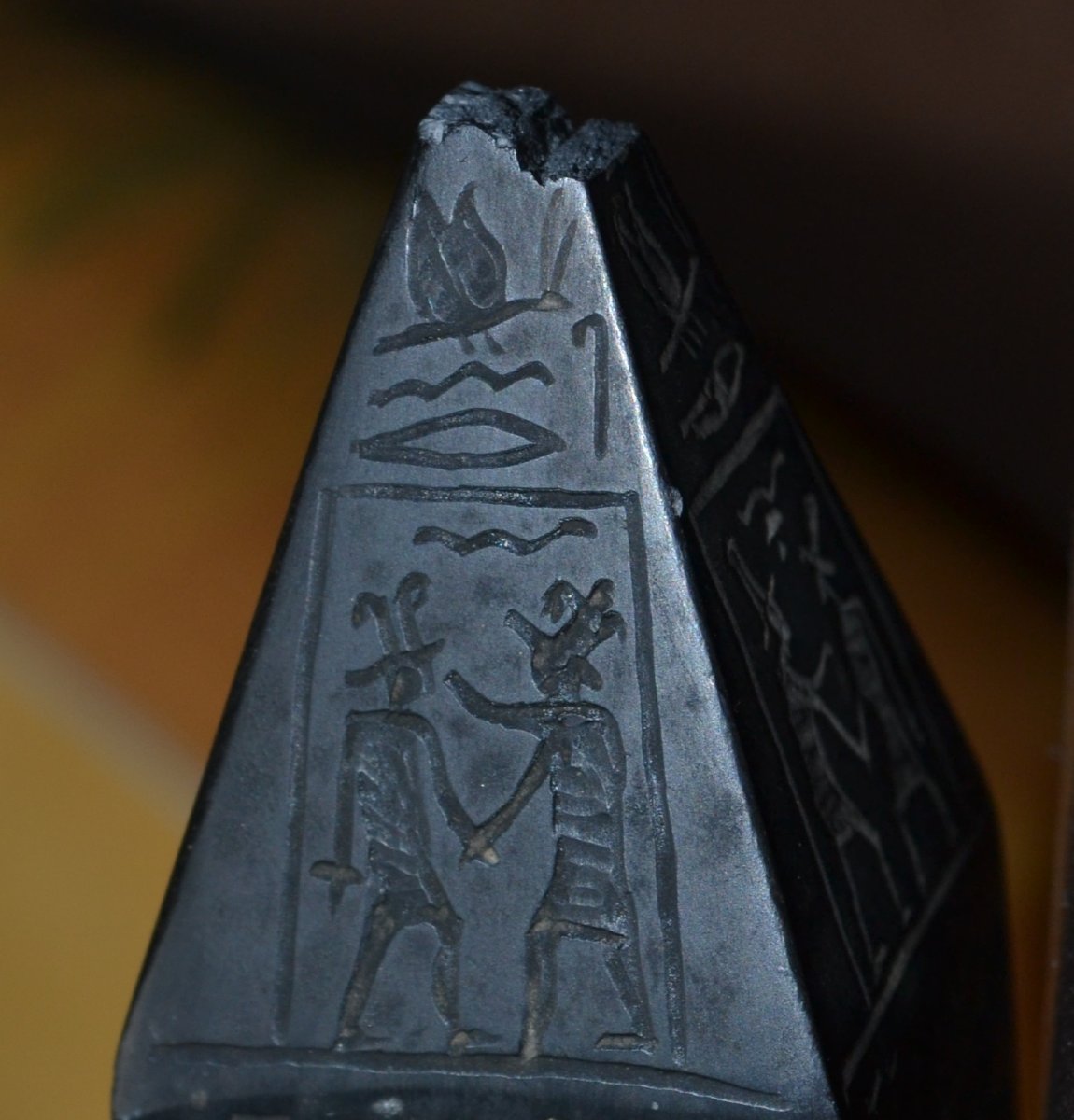 Carved Black Stone Obelisk. Engraved Text In Latin. Europe 19th Century Or Earlier.-photo-4