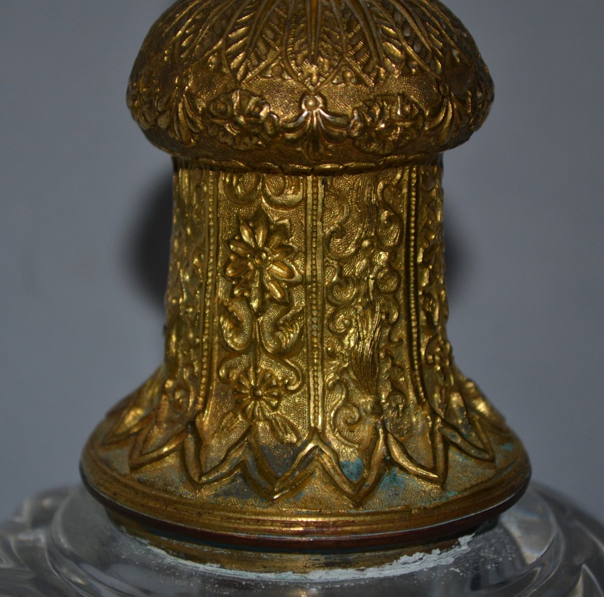 Water Pipe (huqqa) In Gilded Copper And Cut Crystal. India 19th Century Or Earlier.-photo-6