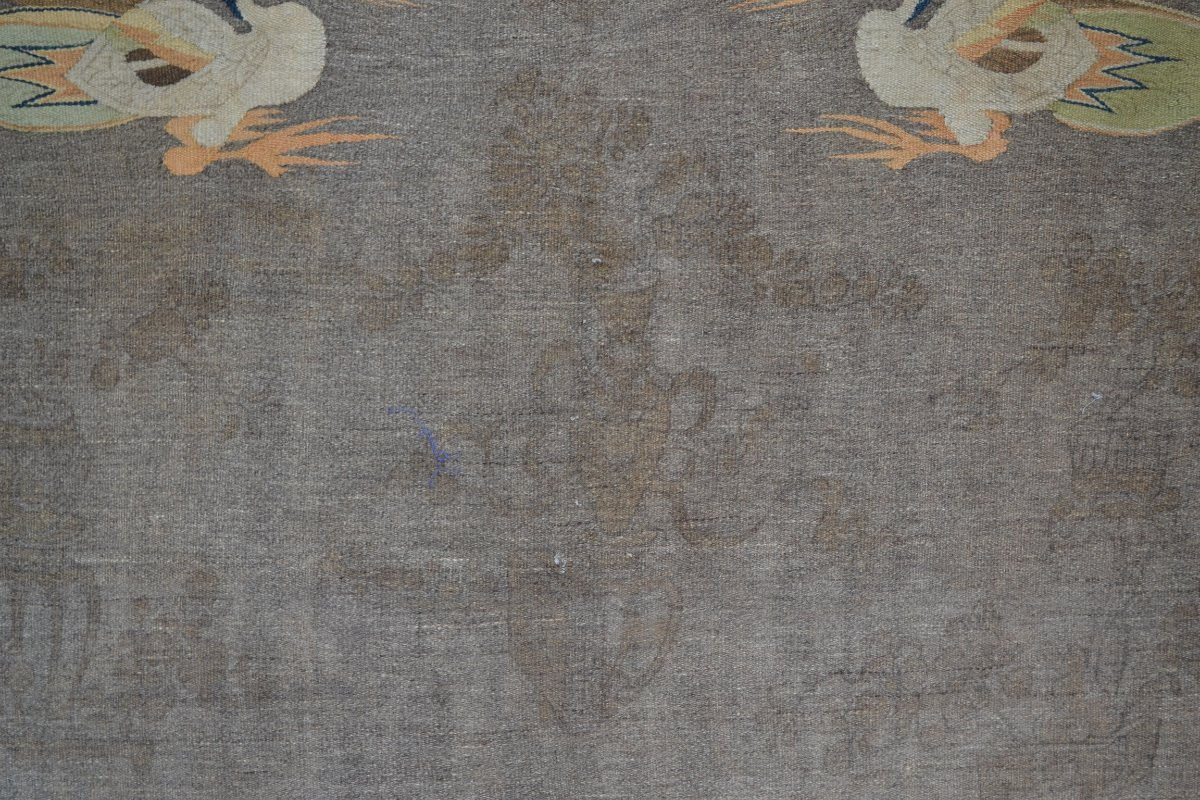 Tapisserie en laine à décor de grues. Chine 19° siècle. -photo-3