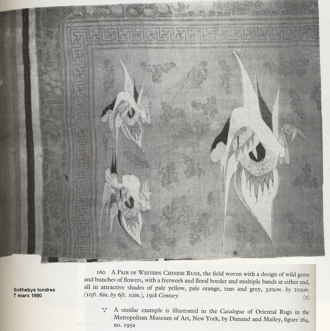 Tapisserie en laine à décor de grues. Chine 19° siècle. -photo-1