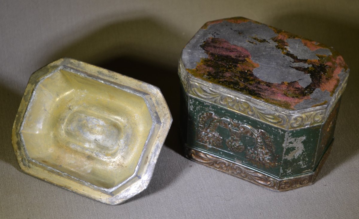 Pewter Marine Box Decorated With Boats And Cornucopias. England Circa 1800.-photo-6