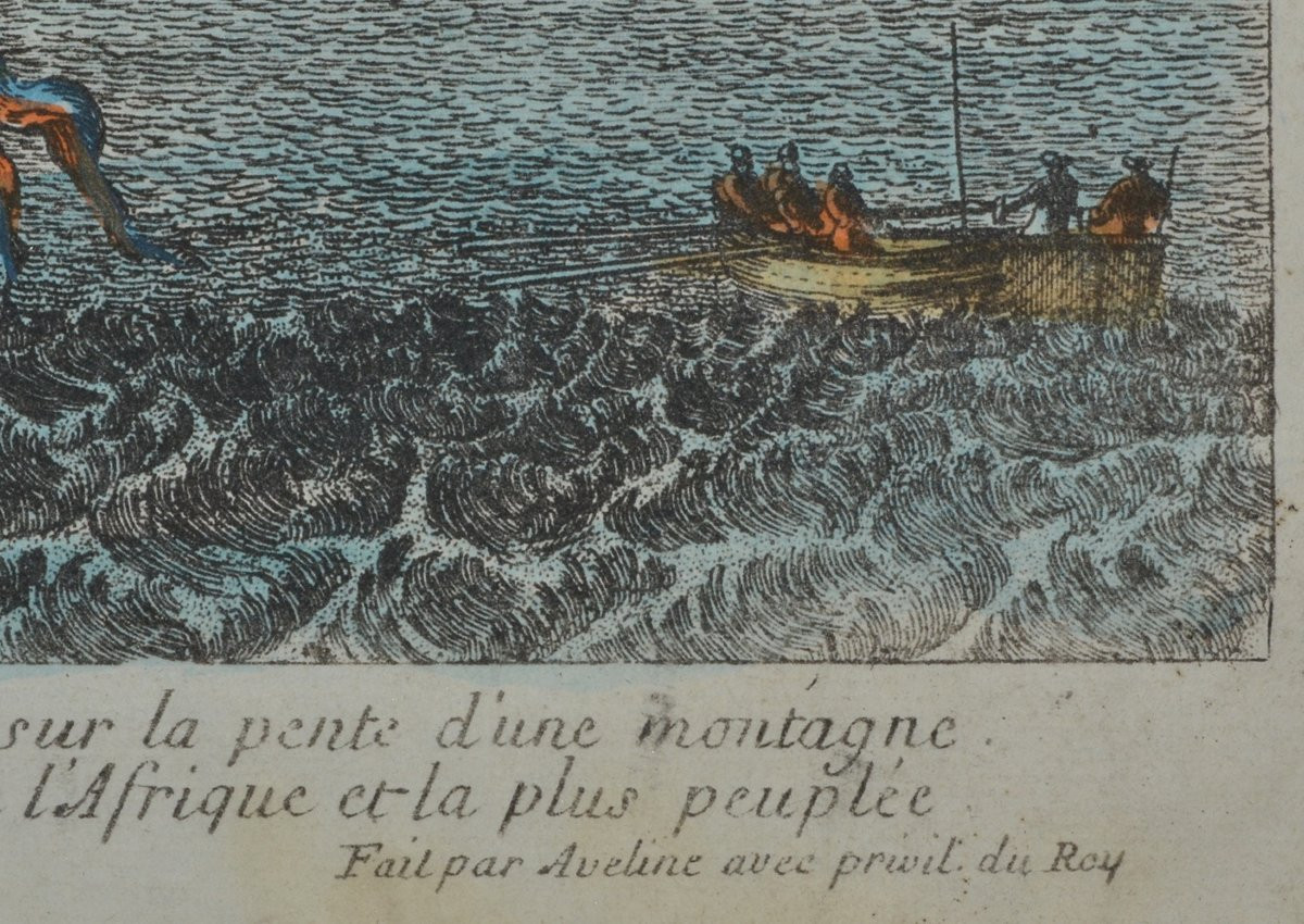 Colored Engraving, View Of Algiers By Aveline. France, Early 18th Century.-photo-4