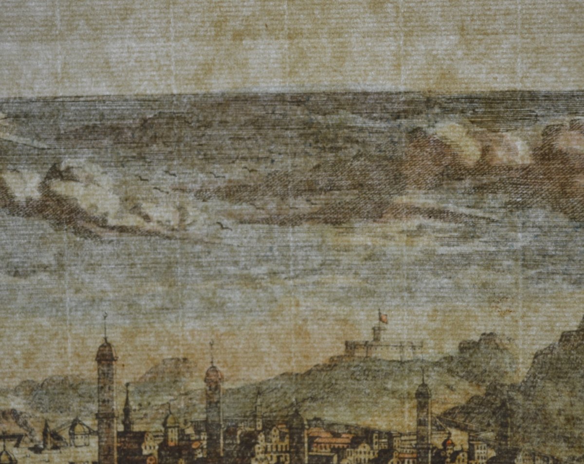 Colored Engraving, View Of Algiers By Aveline. France, Early 18th Century.-photo-6