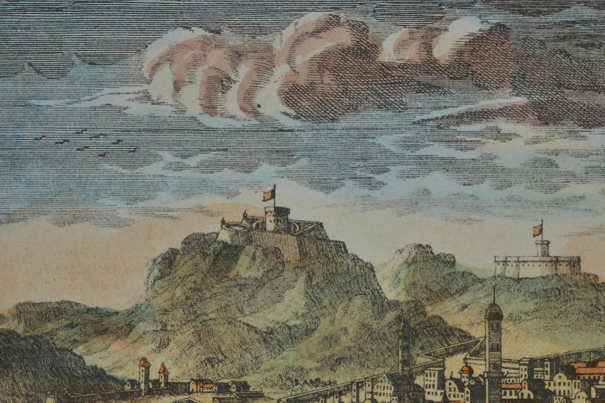 Colored Engraving, View Of Algiers By Aveline. France, Early 18th Century.-photo-7