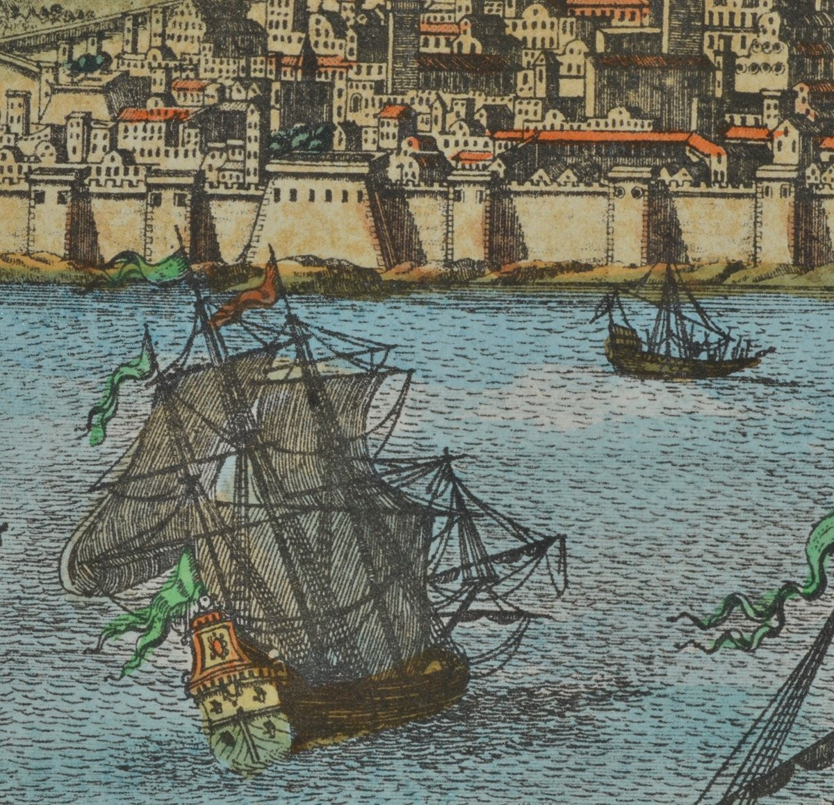 Colored Engraving, View Of Algiers By Aveline. France, Early 18th Century.-photo-8