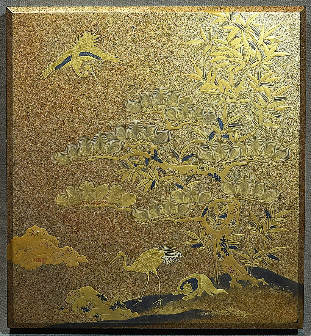 Ecritoire de lettré (suzuribako).Laque or et argent . Japon Edo.18° siècle. -photo-2