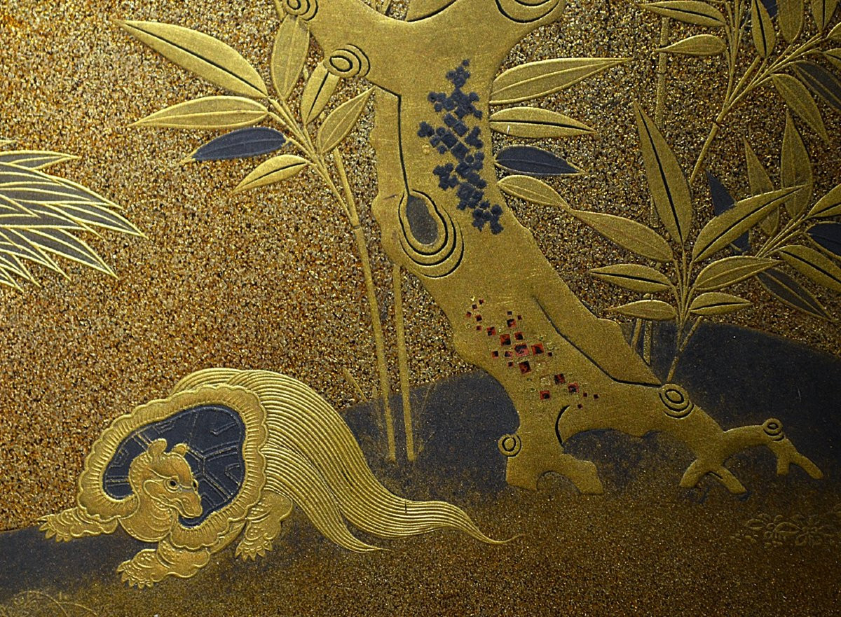Ecritoire de lettré (suzuribako).Laque or et argent . Japon Edo.18° siècle. -photo-3