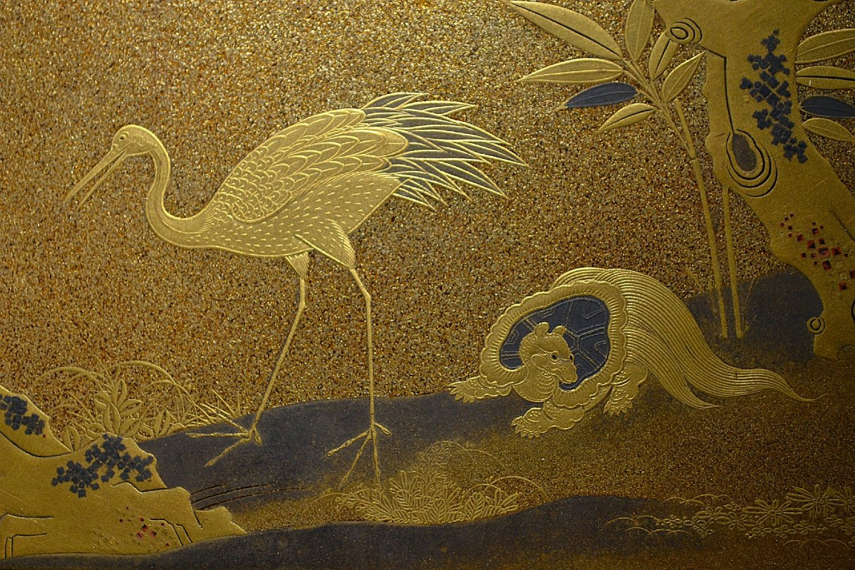 Ecritoire de lettré (suzuribako).Laque or et argent . Japon Edo.18° siècle. -photo-1