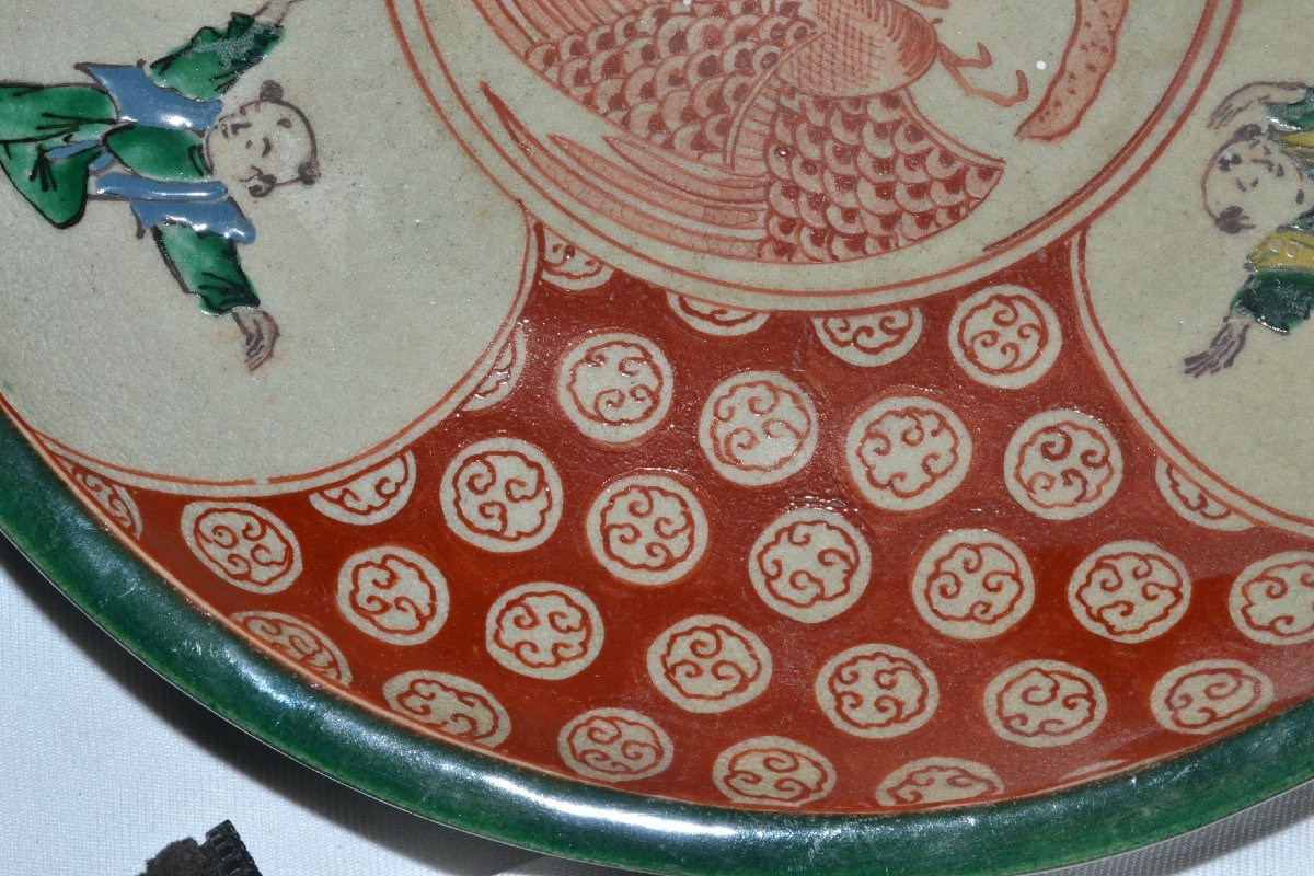 Enameled Stoneware Dish. Japan Kutani Kilns 19th Century.-photo-4