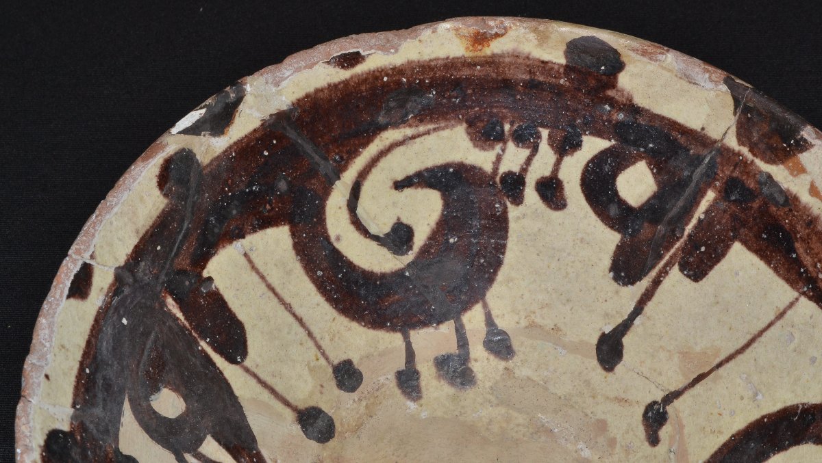 Glazed Terracotta Bowl. Persia Or Medieval Central Asia.-photo-1