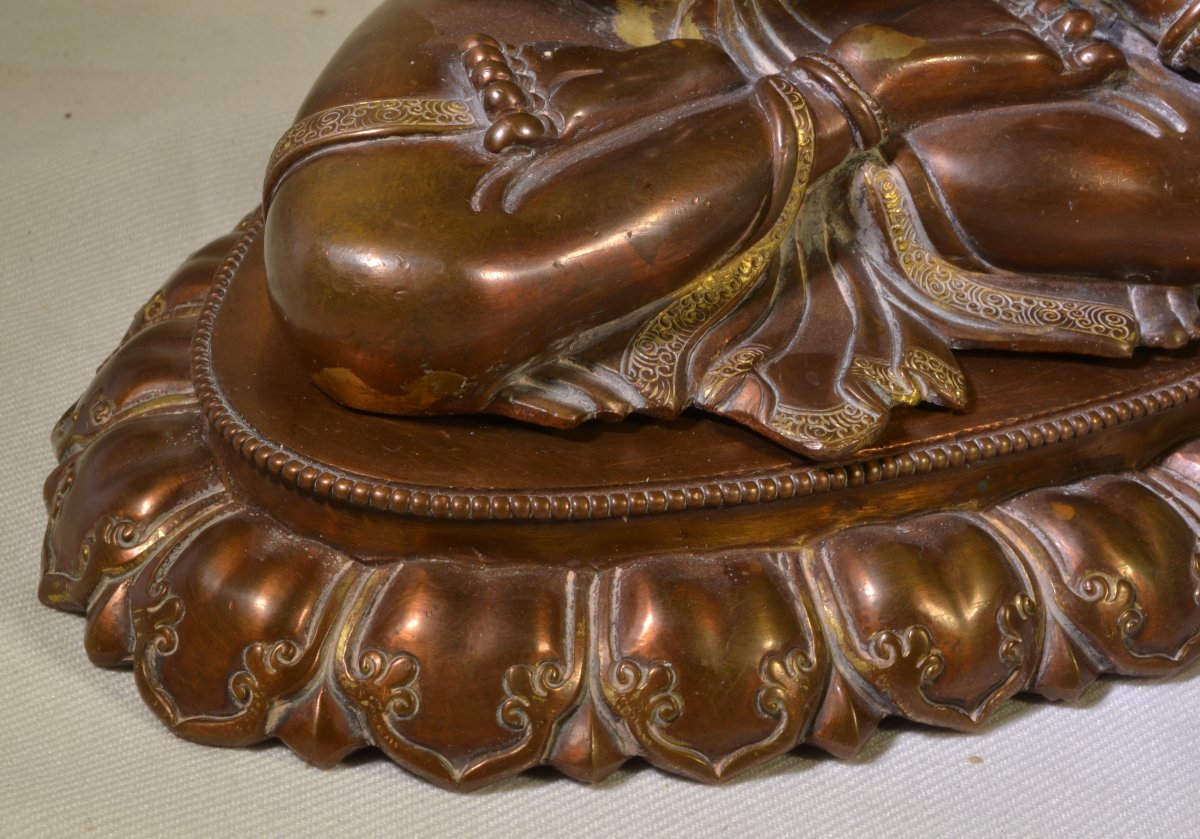 Bouddha Amitayu en bronze doré style de Zanabazar. Mongolie 1900. -photo-4