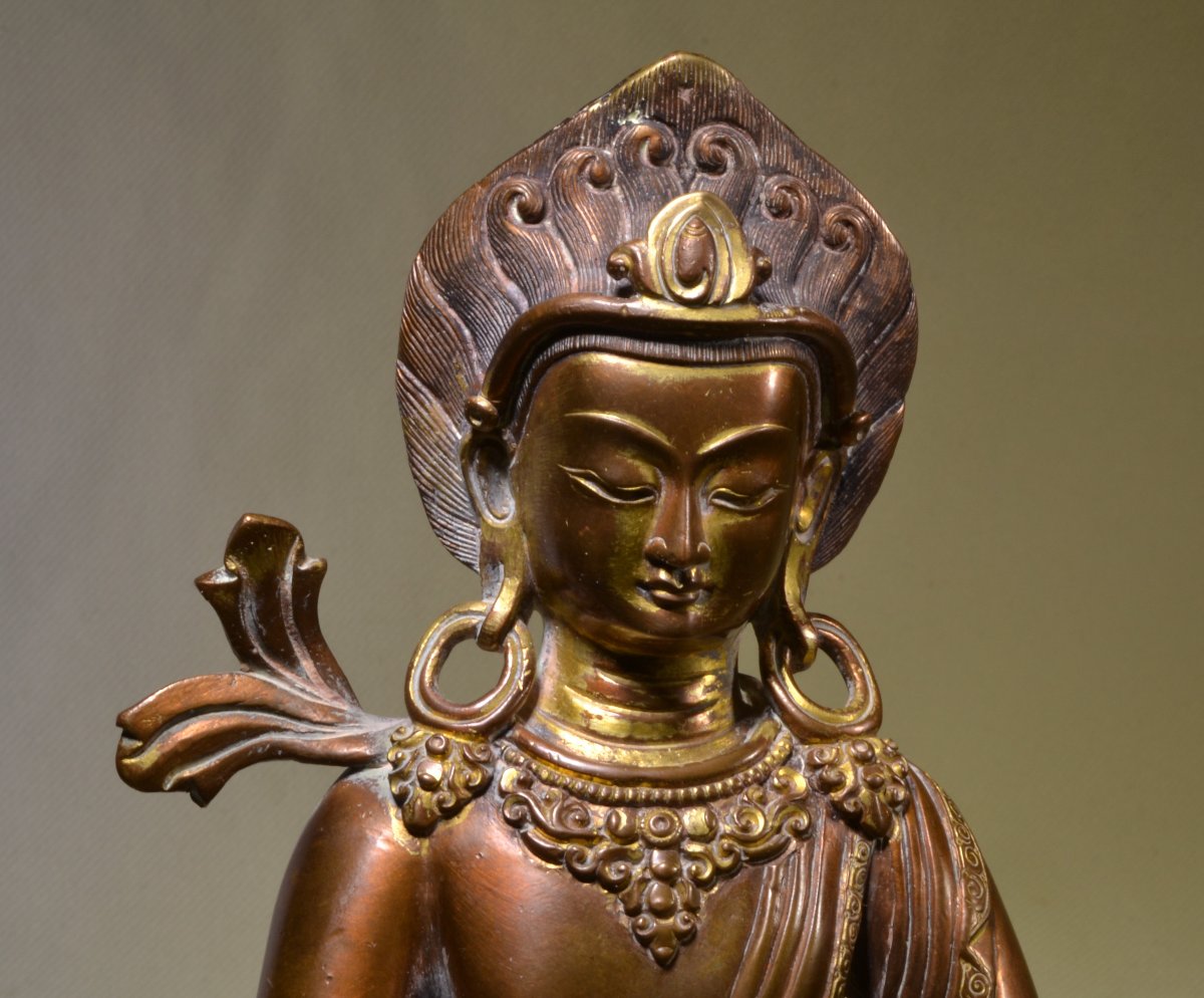 Bouddha Amitayu en bronze doré style de Zanabazar. Mongolie 1900. -photo-2