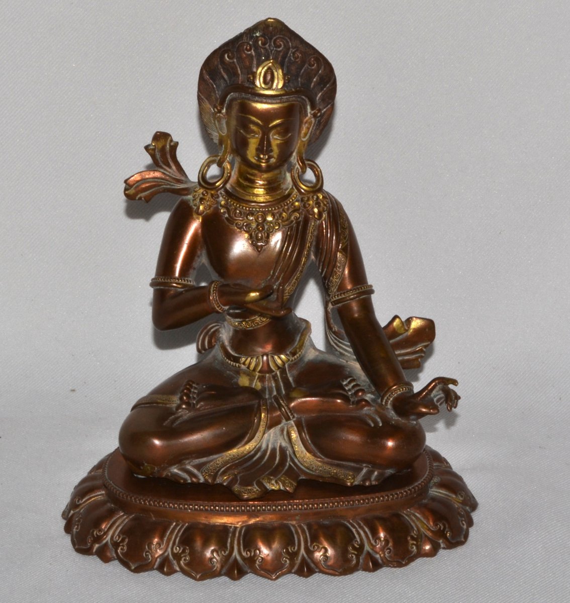 Bouddha Amitayu en bronze doré style de Zanabazar. Mongolie 1900. -photo-5