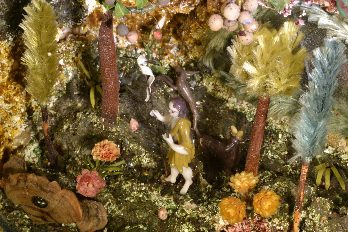 Diorama en verre filé. St François prêchant les animaux. Nevers XVIIIe siècle.  -photo-1