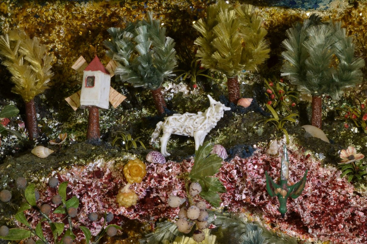 Diorama en verre filé. St François prêchant les animaux. Nevers XVIIIe siècle.  -photo-4