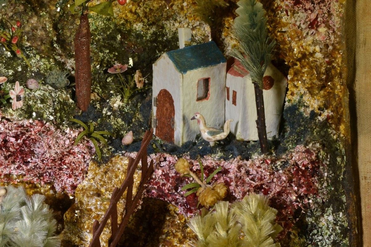 Diorama en verre filé. St François prêchant les animaux. Nevers XVIIIe siècle.  -photo-6
