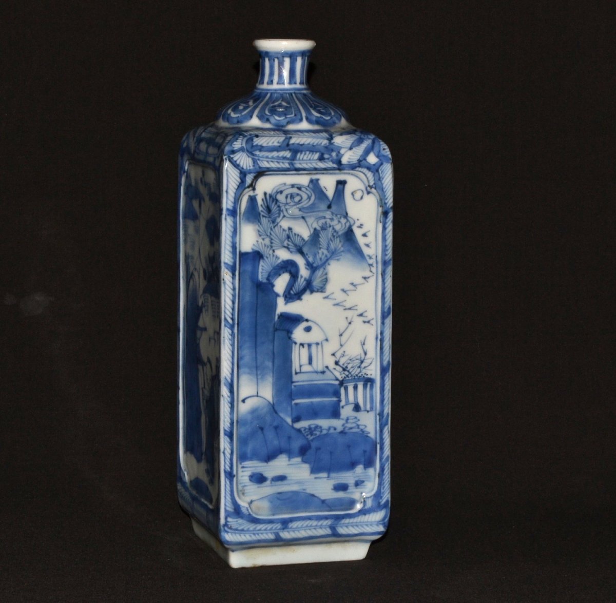  Porcelain Bottle With Cobalt Blue Decoration On A White Background, China, 17th Century. Transitional Period.-photo-4