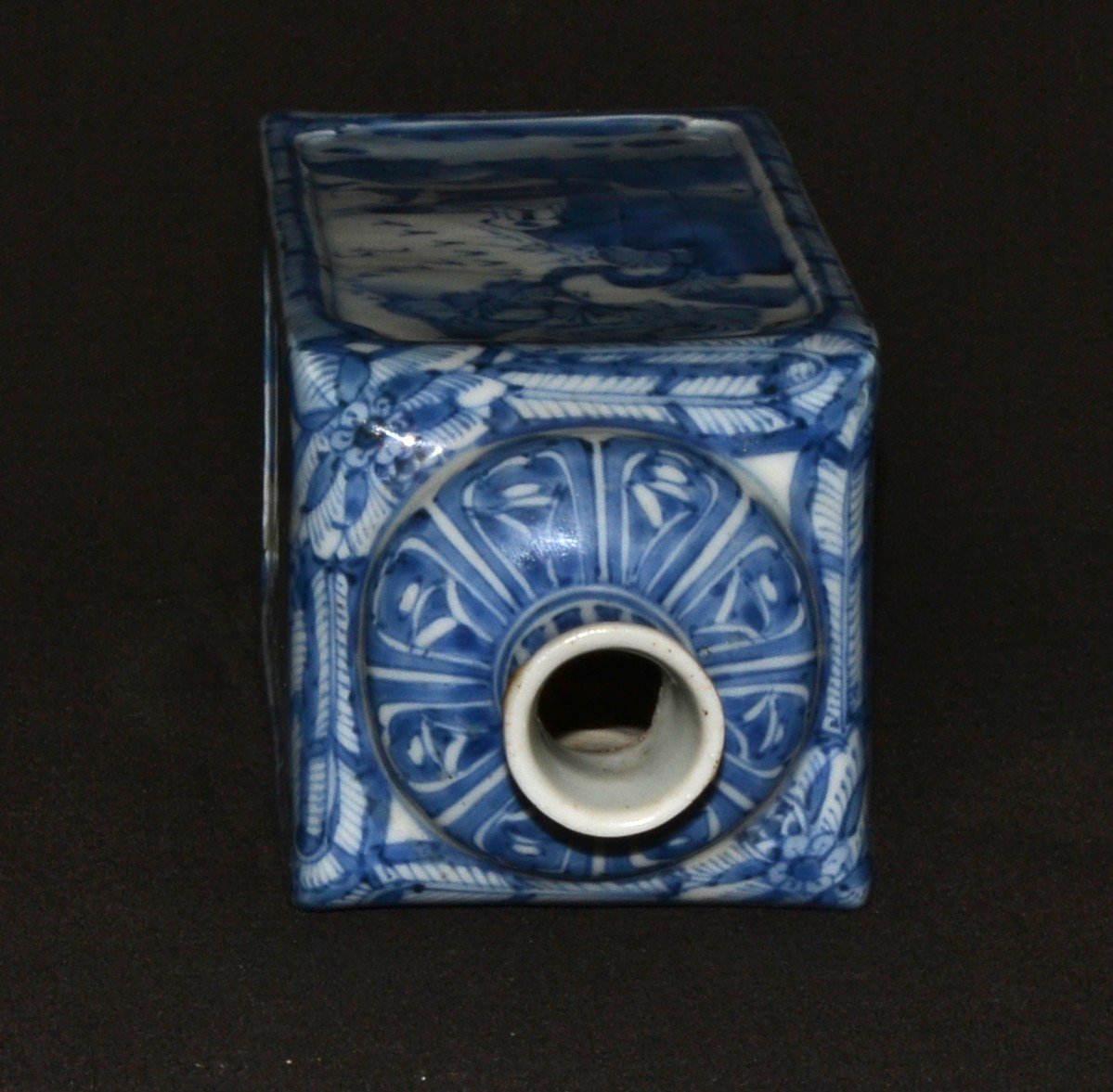  Porcelain Bottle With Cobalt Blue Decoration On A White Background, China, 17th Century. Transitional Period.-photo-5